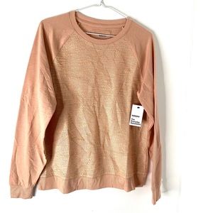 Sonoma The Everyday Sweatshirt Peach Textured Knit Panel Crew Neck Ribbed NWT